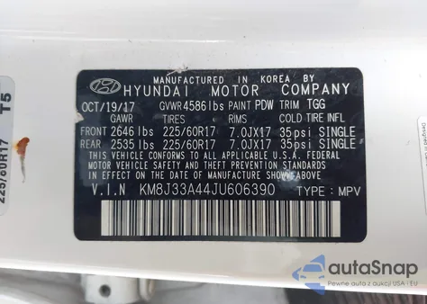 2018 Hyundai Tucson Sel from USA, damaged, VIN KM8J33A44JU606390